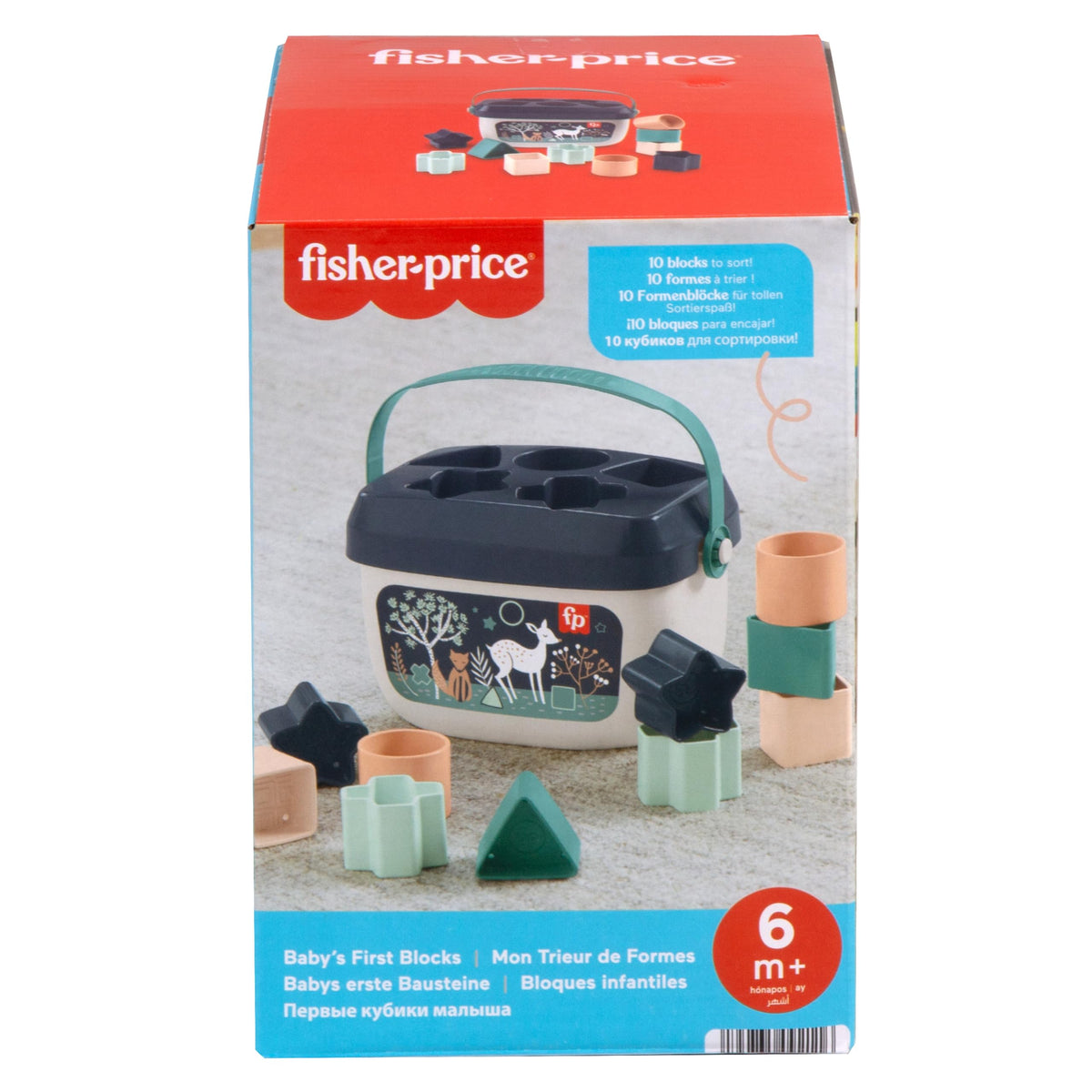 Fisher-Price Baby's First Bausteine Set – 10 Steckbausteine mit Eimer, Lernspielzeug ab 6 Monate