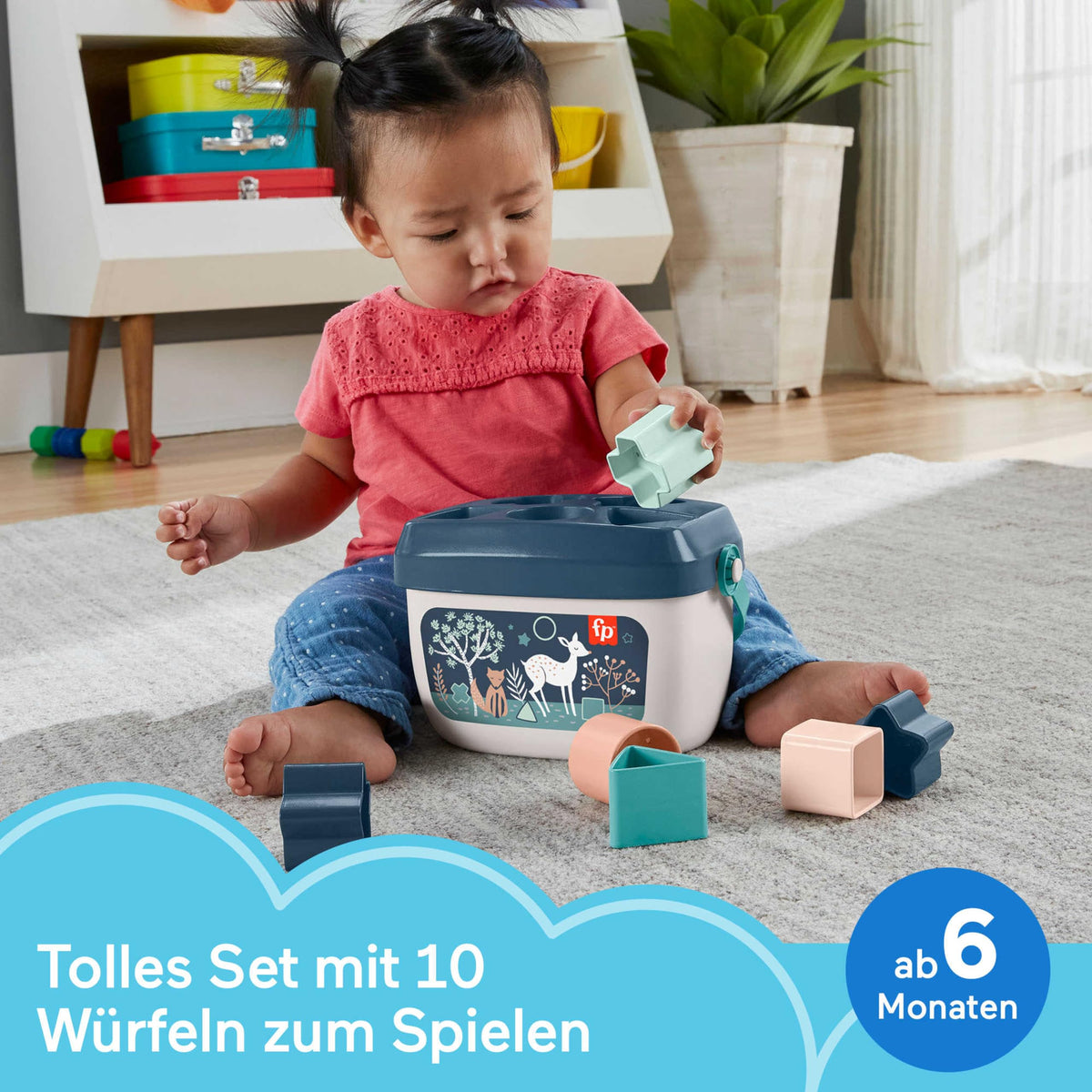 Fisher-Price Baby's First Bausteine Set – 10 Steckbausteine mit Eimer, Lernspielzeug ab 6 Monate
