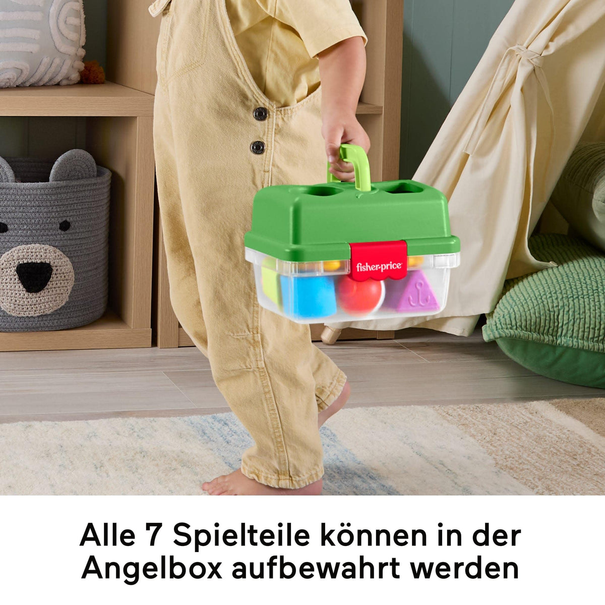 Fisher-Price Sortier- und Aufbewahrungsbox Friendship Forest – Lernspielzeug ab 6 Monate mit Stapelblöcken